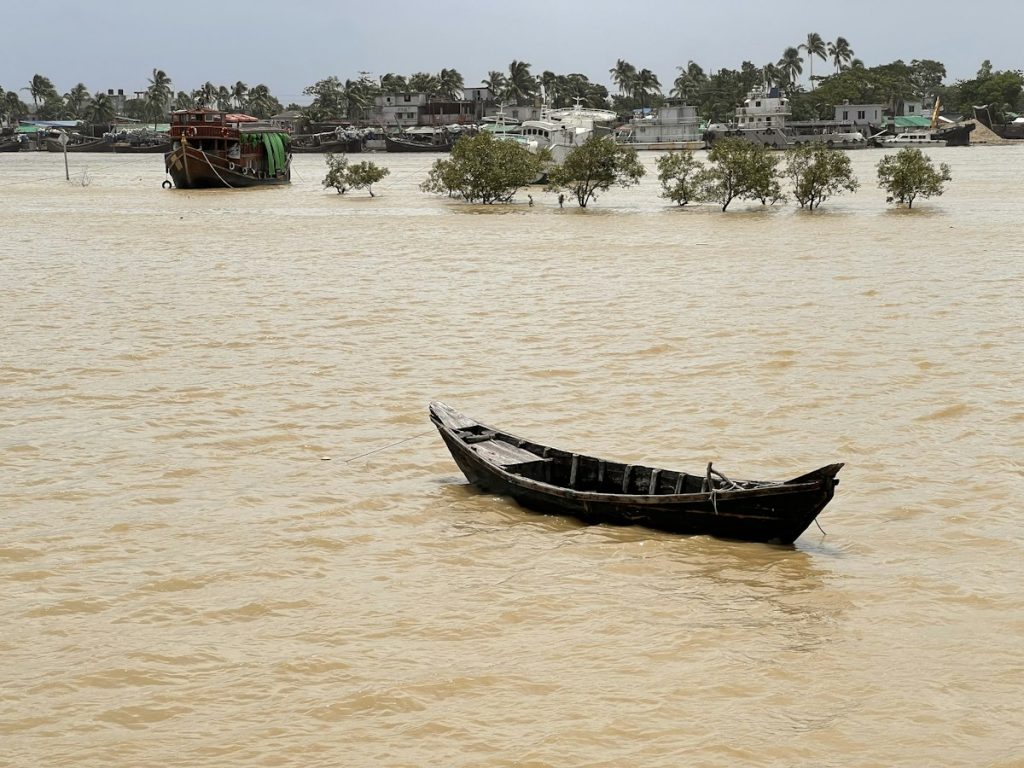 Boat on a flooded river